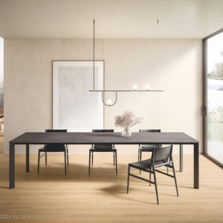 TABLE A MANGER 100X240X73 INCONTRO 75 TEXTURED  NOIR