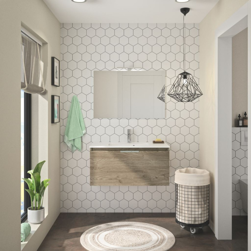 ENSEMBLE TITOU 120CM DV CHENE TERRA VASQ CERAM 