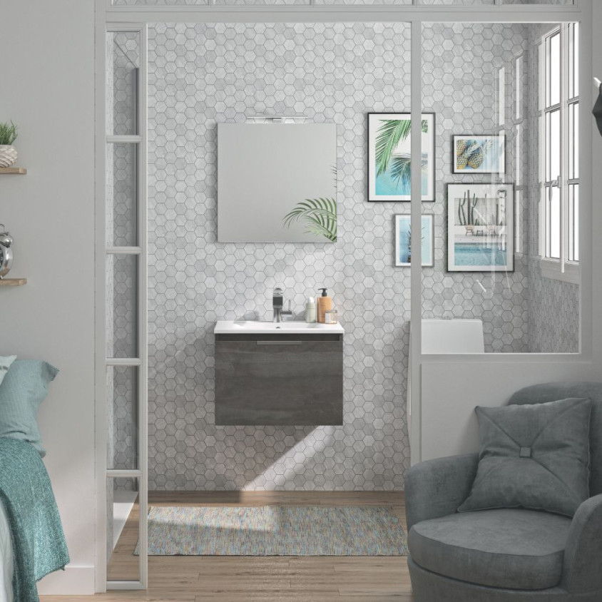 ENSEMBLE TITOU 80CM BETON VULCANIO VASQ CERAM 