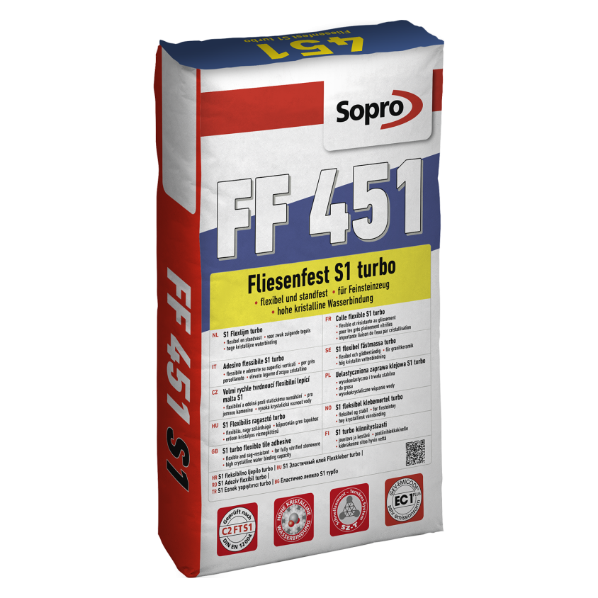 SOPRO FF 451 - MORTIER COLLE A PRISE RAPIDE (C2  FT S1)