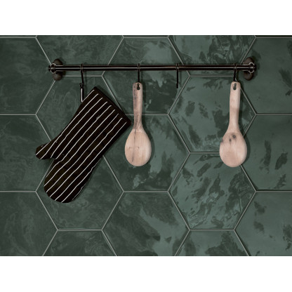TERRATINTA HEXA WALL GREEN ECHO GLOSSY HEXAGON  17,3X15