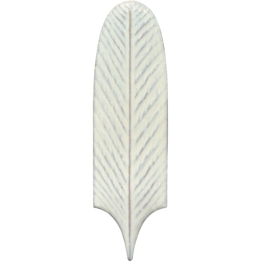 CERAMIQUE FEUILLES LONGUES BLANCHES 19,5X5,7 CM 