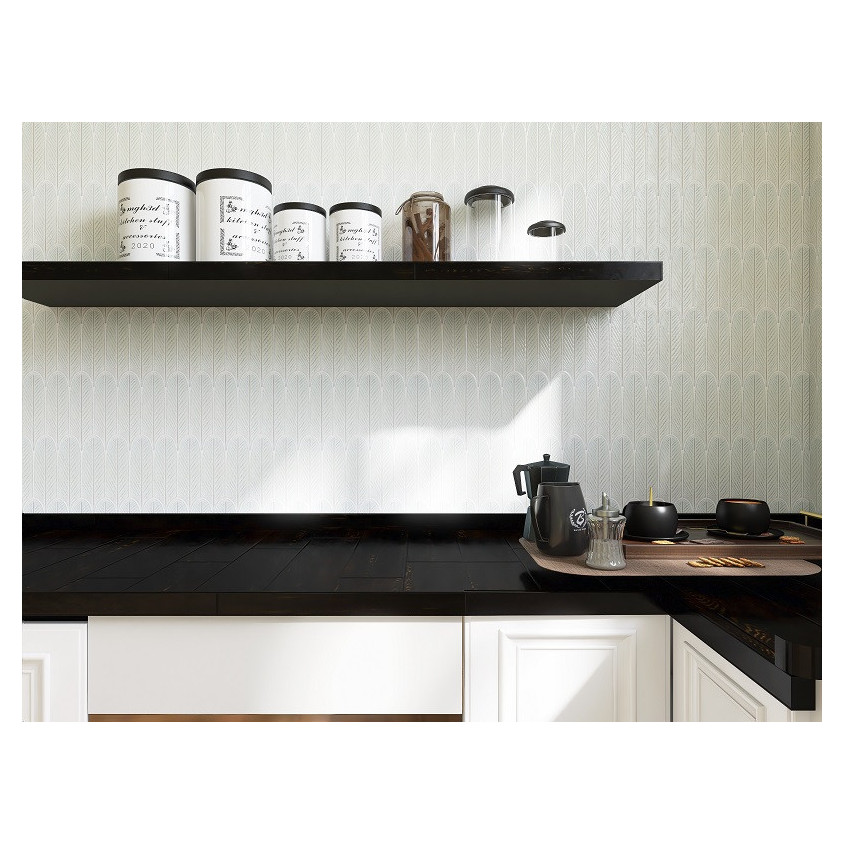 CERAMIQUE FEUILLES LONGUES BLANCHES 19,5X5,7 CM 