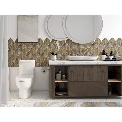 CERAMIQUE FEUILLES DOREES 20X15 