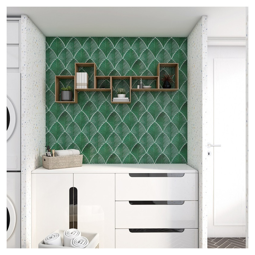 CERAMIQUE FEUILLES VERTES 20X15 