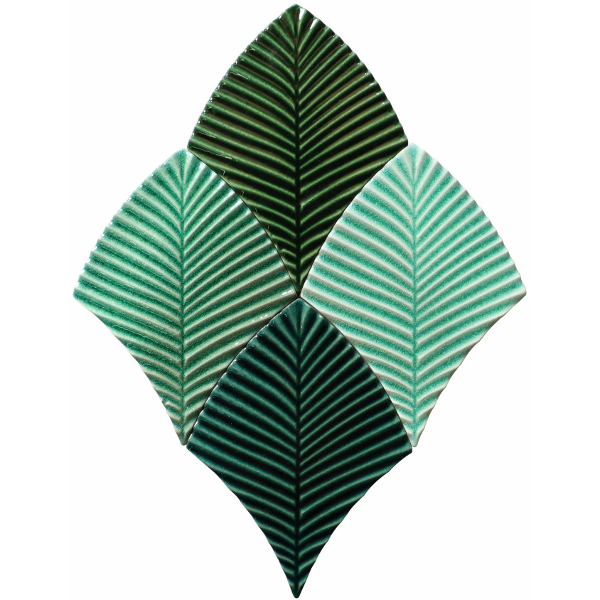 CERAMIQUE FEUILLES MIX VERT 20X15 