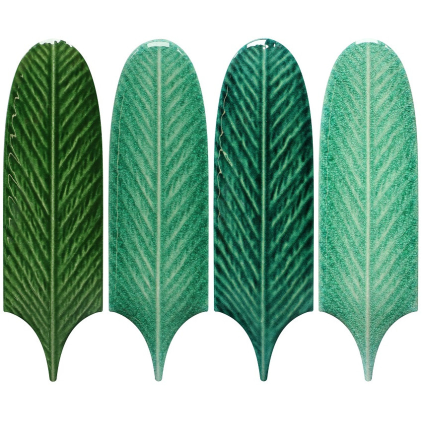 CERAMIQUE FEUILLES LONGUES MIX VERT 19,5X5,7 CM 