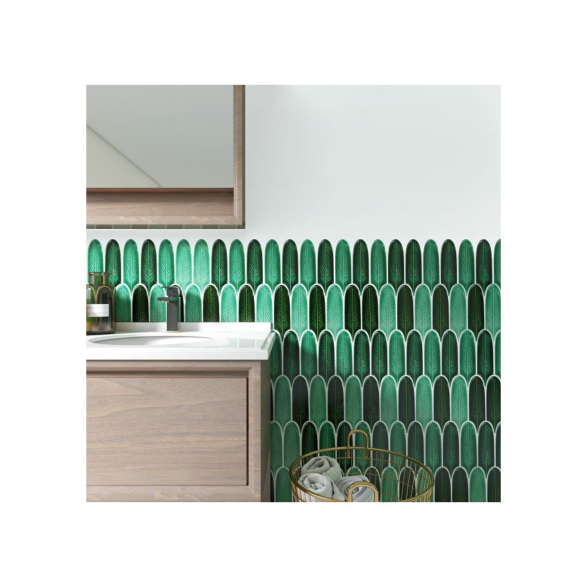 CERAMIQUE FEUILLES LONGUES MIX VERT 19,5X5,7 CM 