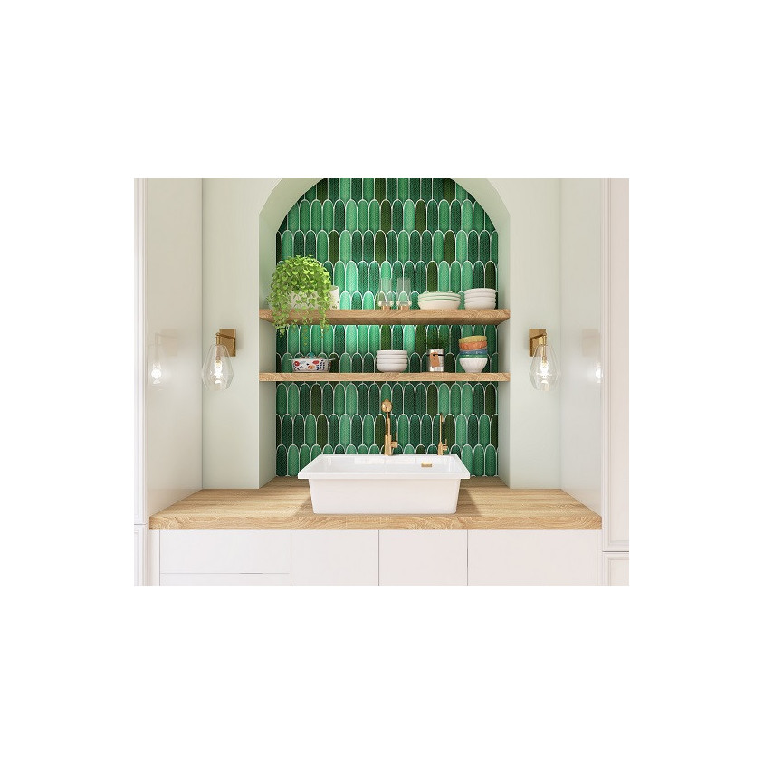 CERAMIQUE FEUILLES LONGUES MIX VERT 19,5X5,7 CM 