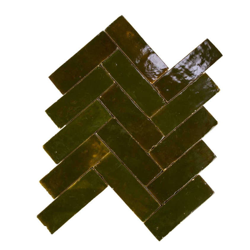 ZELLIGE BEJMAT VRAC 4,7X 14,5 CM VERT OLIVE 