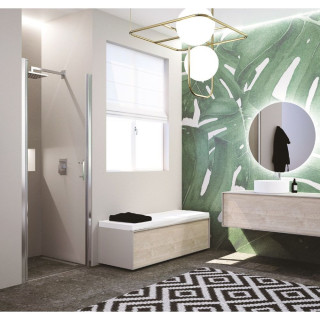 PORTE BATTANTE 1 PANNEAU 1B 84 EXTENSIBILITE  84-90 CM TRANSPARENT SILVER