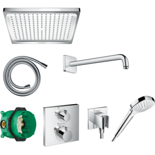 HANSGROHE CROMETTA E PACK ENCASTRE AVEC MITIGEUR  THERMOSTATIQUE ECOSTAT SQUARE, CHROME