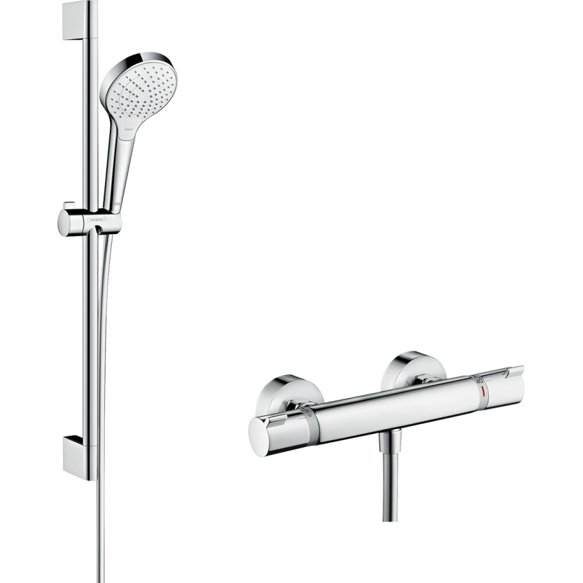 HANSGROHE CROMA SELECT S COMBI DOUCHE VARIO AVEC  BARRE 65 CM / ECOSTAT COMFORT, BLANC/CHROME