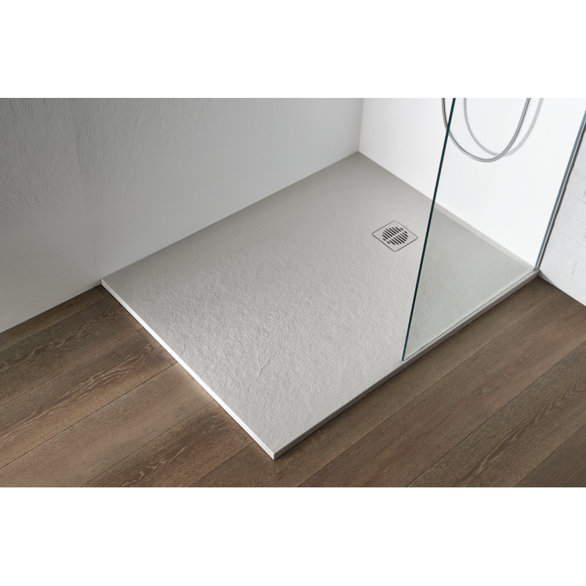 RECEVEUR ARDOISE IVOIRE 120X90 GRILLE RESINE REF :  DOM73  ET BONDE